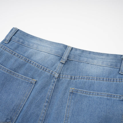 Khloe Blue Wide Leg Jeans with Bow Detail