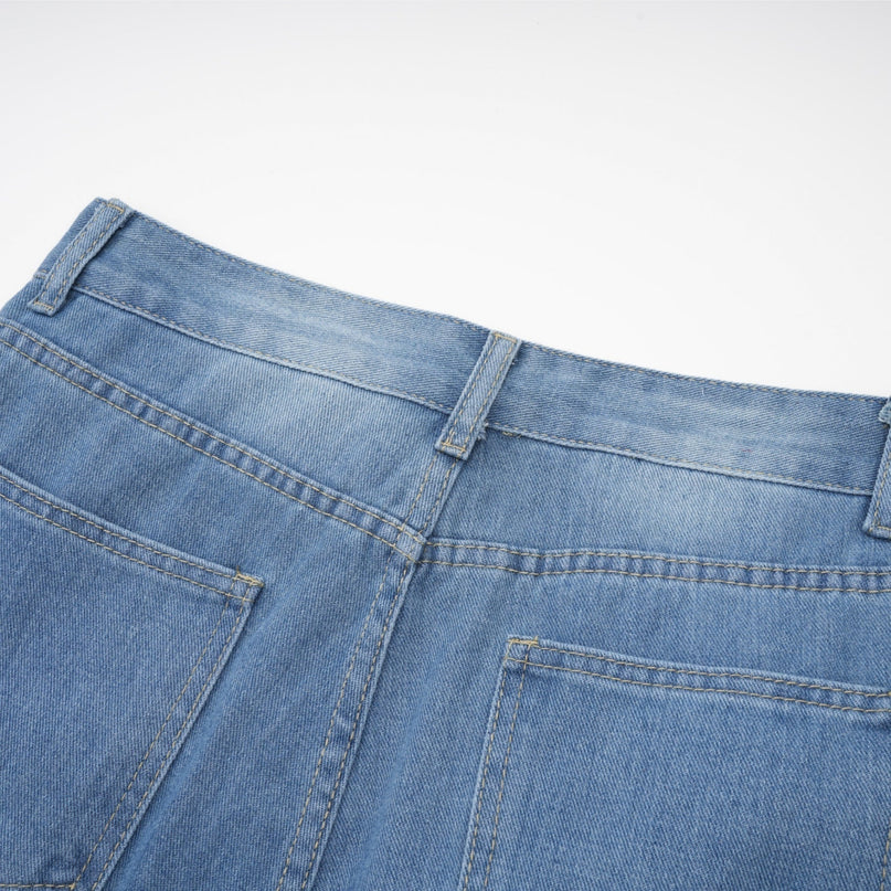 Khloe Blue Wide Leg Jeans with Bow Detail