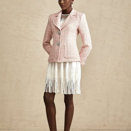 Khloe Pink Crystal Embellished Tweed Blazer