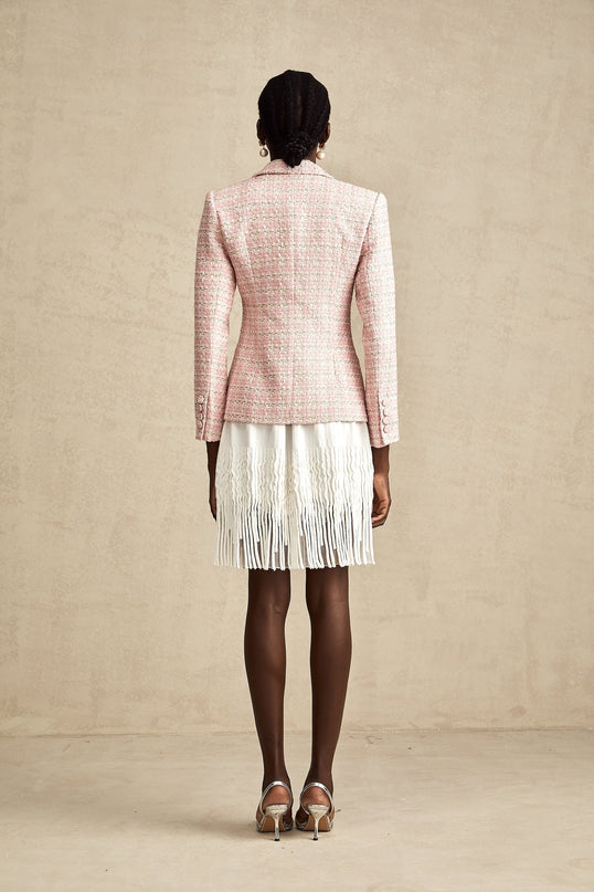 Khloe Pink Tweed Crystal Embellished Blazer