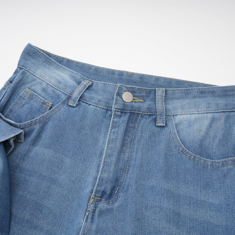 Khloe Wide Leg Jeans Blue with Bow Detail
