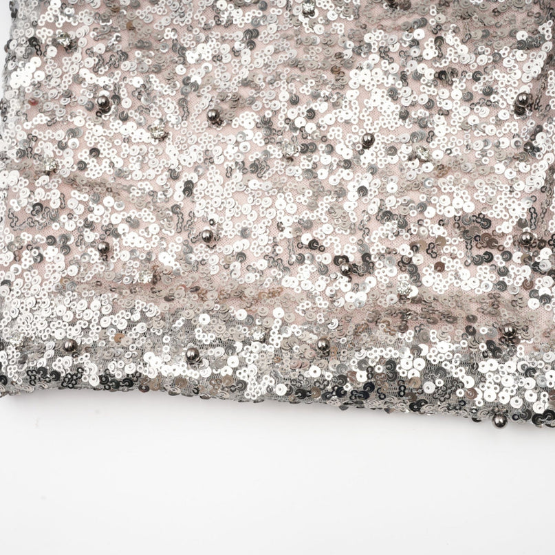 Kiara Black Sequin Maxi Dress with Attached Scarf and Asymmetric One-Sleeve Silhouette