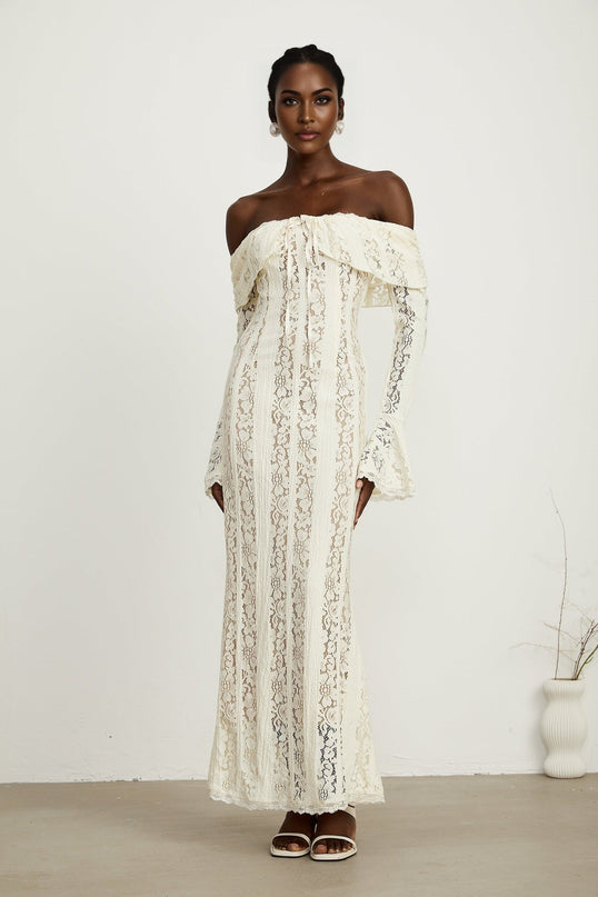 Kiara Elegant Maxi Dress in Neutrals
