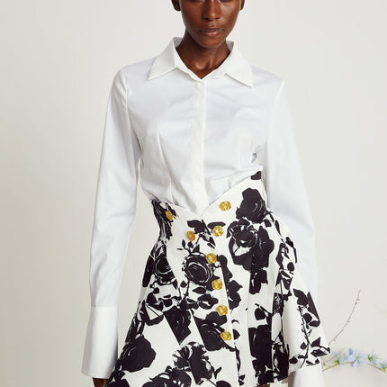 Kiara White & Black Shirt & Skirt Matching Set