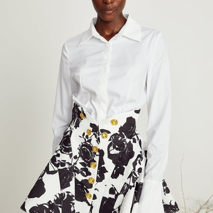 Kiara White & Black Shirt Skirt Matching Set