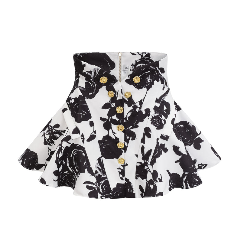 Kiara White & Black Shirt Skirt Matching Set