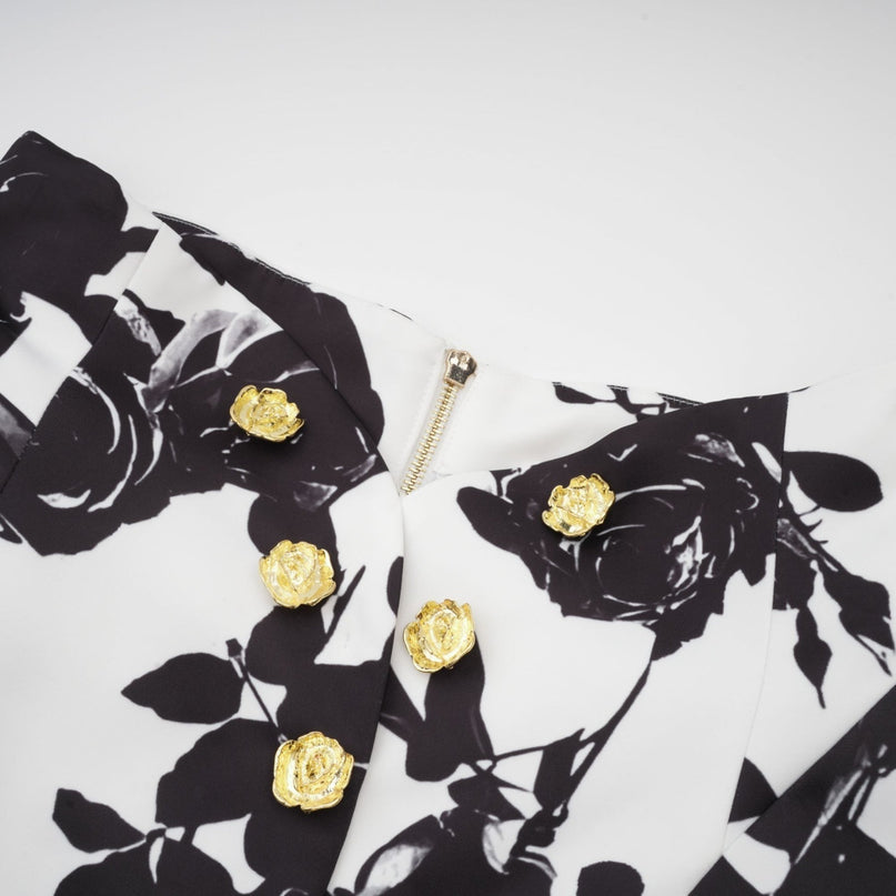Kiara White & Black Shirt Skirt Matching Set