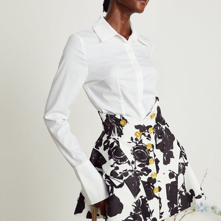 Kiara White & Black Shirt Skirt Matching Set