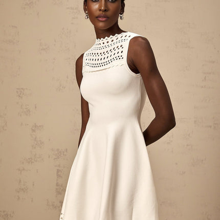 Kiara White Knit Cut-Out Mini Dress