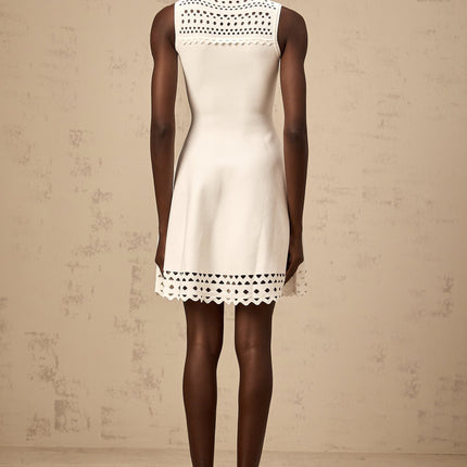 Kiara White Mini Dress with Cut-Out Design and Scalloped Hem