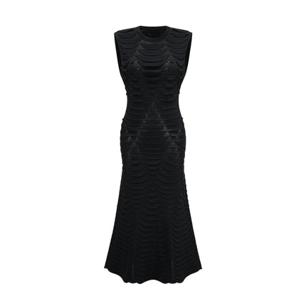 Kiera Black 3D Snake Pattern Midi Dress