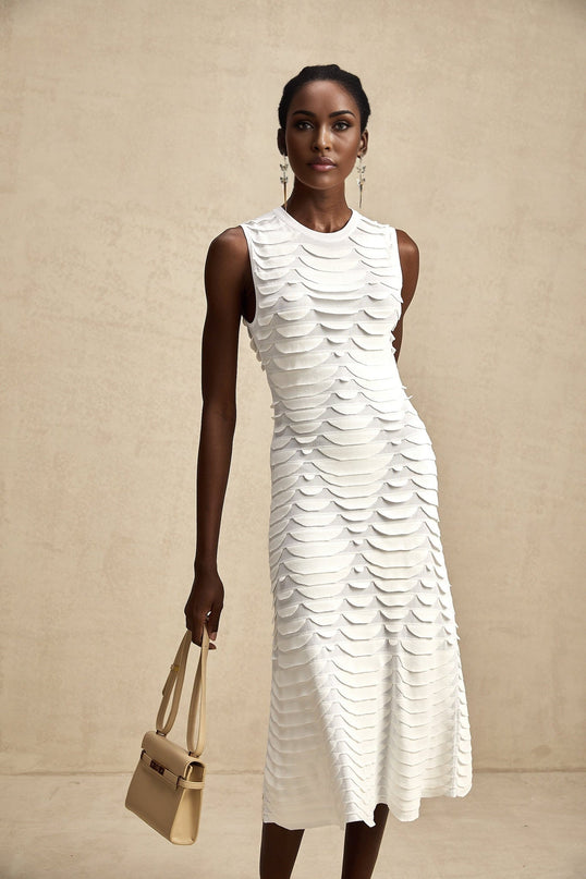 Kiera Black 3D Snake Pattern Midi Dress