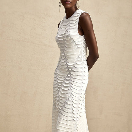 Kiera Black 3D Snake Pattern Midi Dress
