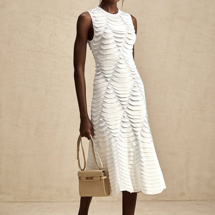 Kiera Black 3D Snake Pattern Midi Dress