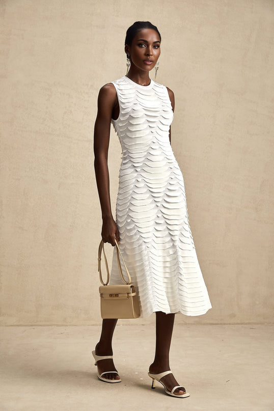 Kiera Black 3D Snake Pattern Midi Dress
