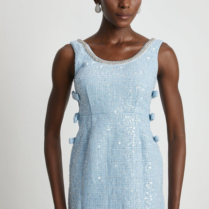 Kiera Blue Sequin Crystal Mini Dress Terylene Fiber Thigh-Length