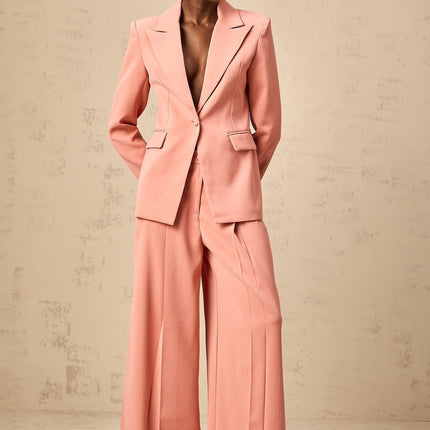 Kiera Pink Embroidered Blazer Trousers Set