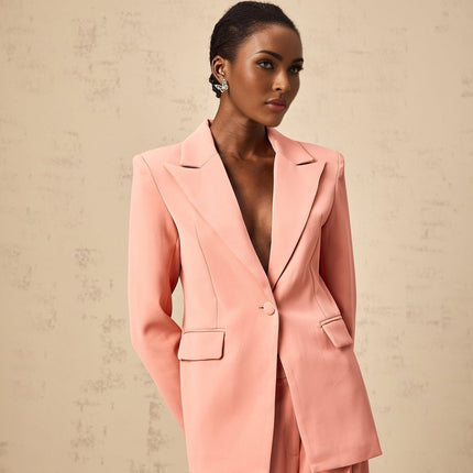 Kiera Pink Embroidered Blazer Trousers Set