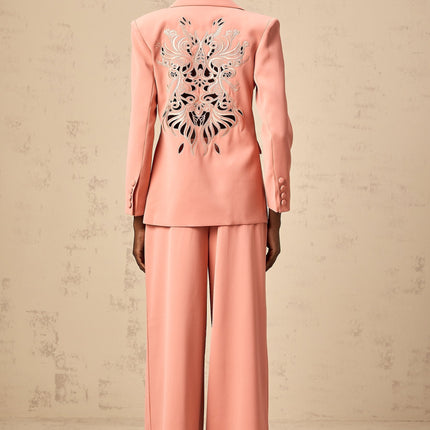 Kiera Pink Embroidered Blazer Trousers Set