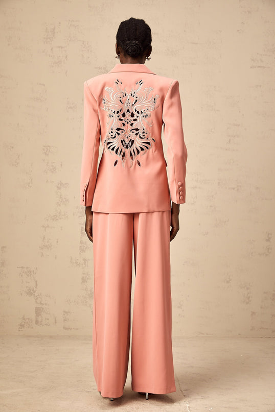 Kiera Pink Embroidered Blazer Trousers Set