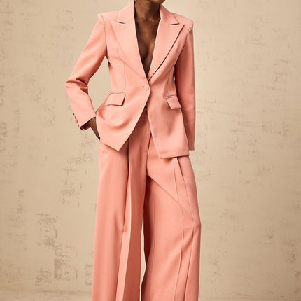 Kiera Pink Embroidery Cut Out Blazer Trousers Set