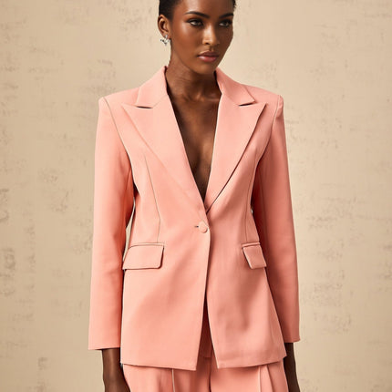 Kiera Pink Embroidery Cut Out Blazer Trousers Set