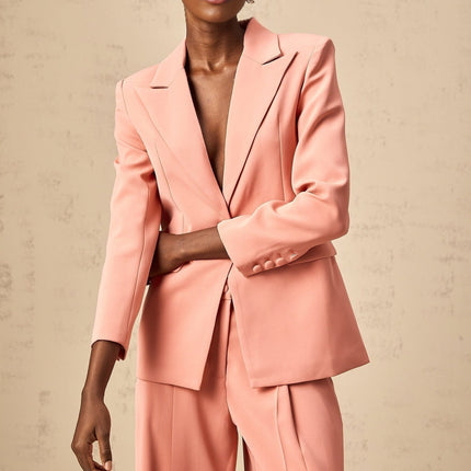 Kiera Pink Embroidery Cut Out Blazer Trousers Set