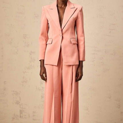 Kiera Pink Embroidery Cut Out Blazer Trousers Set