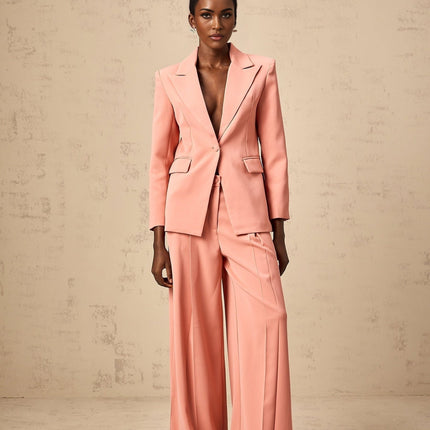 Kiera Pink Embroidery Cut Out Blazer Trousers Set