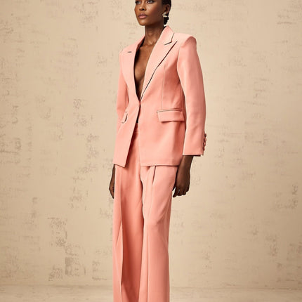 Kiera Pink Embroidery Cut Out Blazer Trousers Set