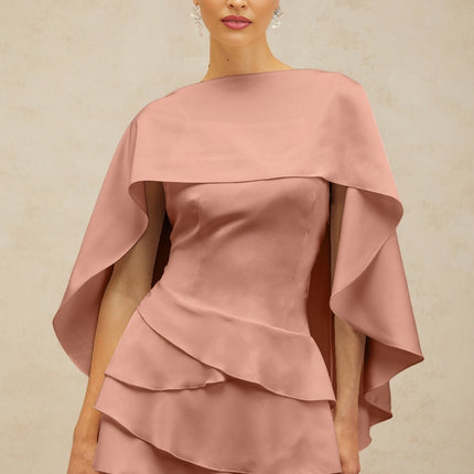 Kiera Pink Satin Ruffled Mini Dress
