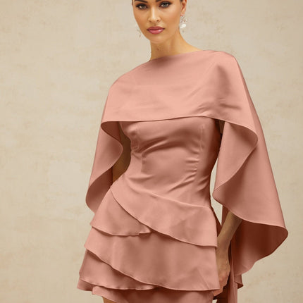 Kiera Pink Satin Ruffled Mini Dress