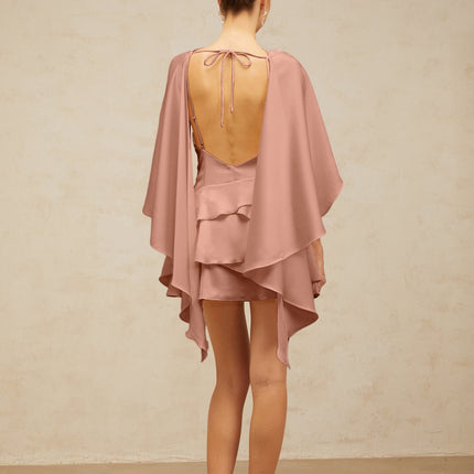 Kiera Pink Satin Ruffled Mini Dress