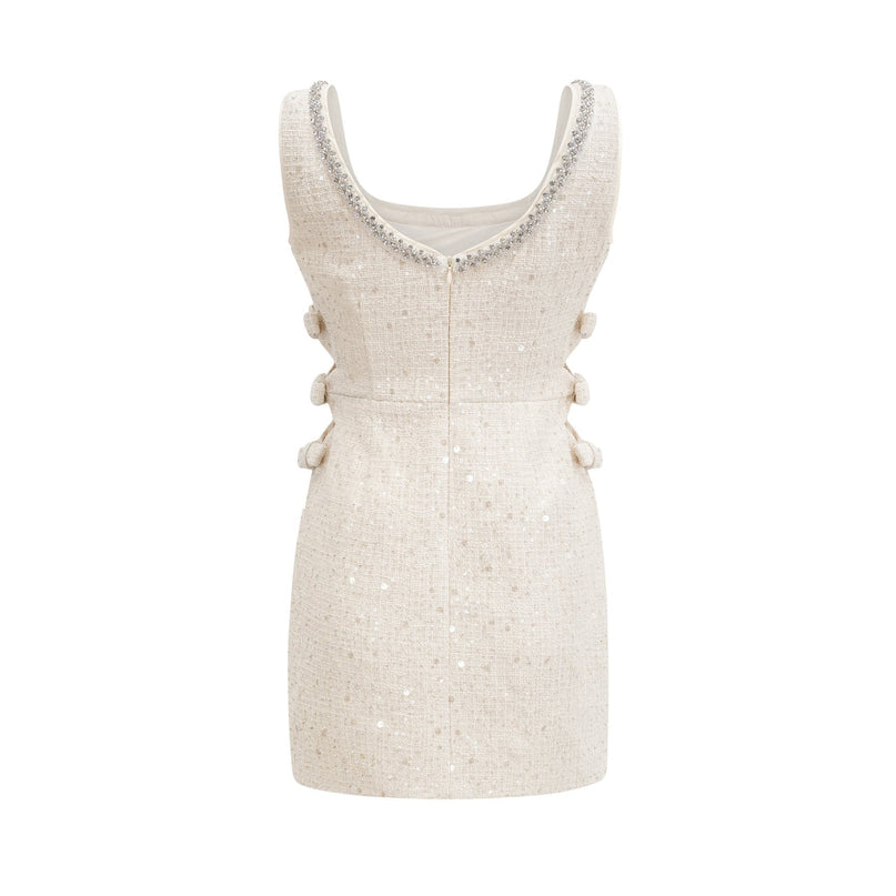 Kiera White Sequin Cut-out Mini Dress for glamorous soirées and night outs