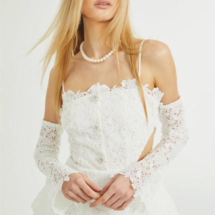 Kimberly White Cut Out Ruffle Hem Mini Dress