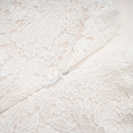 Kimberly White Lace Cut Out Ruffle Hem Mini Dress
