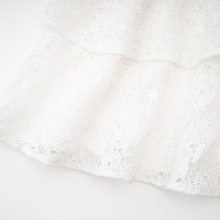 Kimberly White Lace Mini Dress Cut Out Ruffle Hem