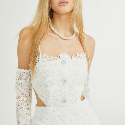 Kimberly White Mini Dress Cut Out Ruffle Hem 100 Percent Polyester