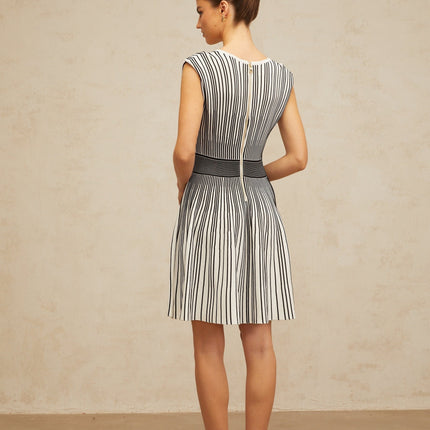 Kimora Black and White Striped Mini Dress