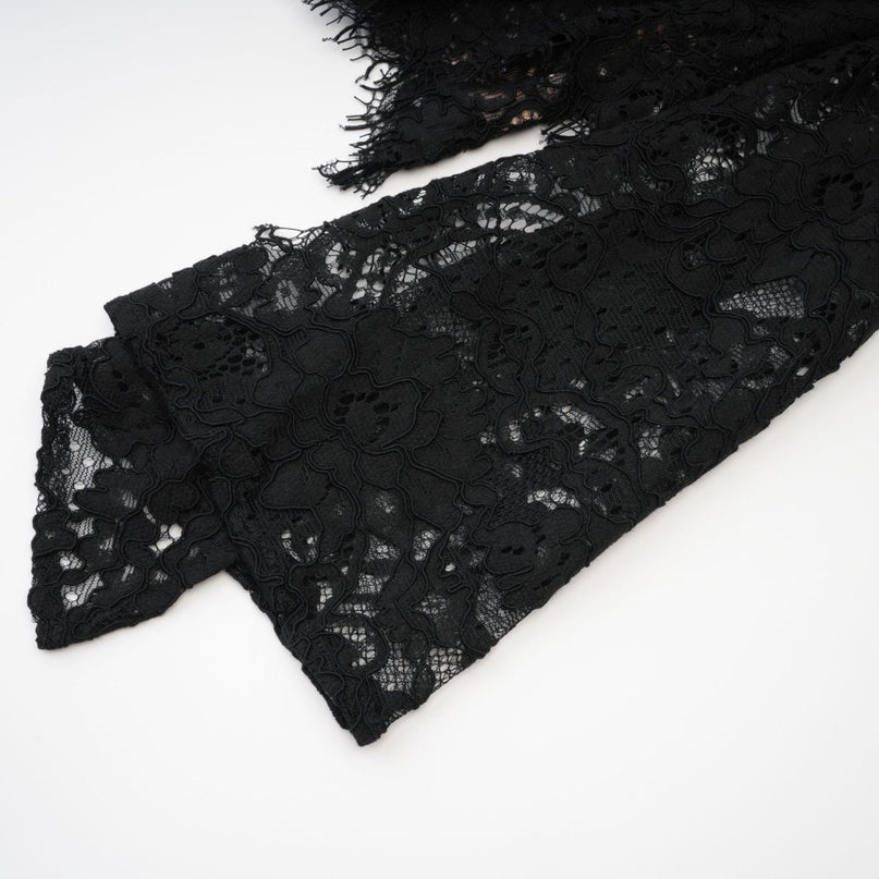 Kylitha black lace ribbon mini dress