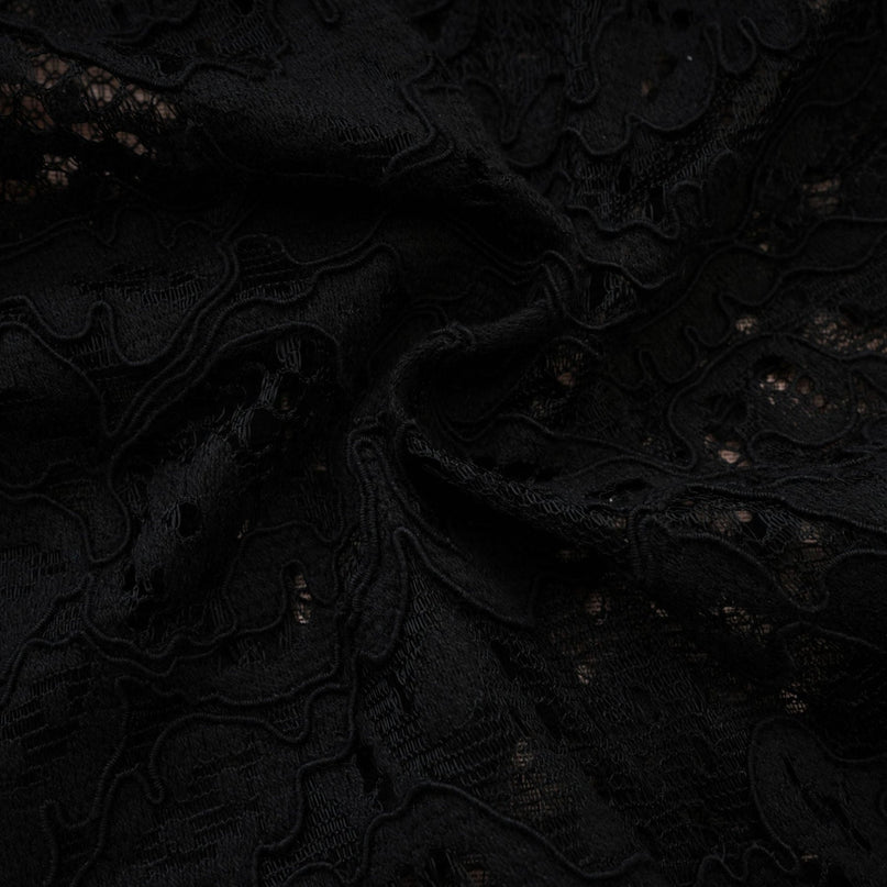 Kylitha black lace ribbon mini dress