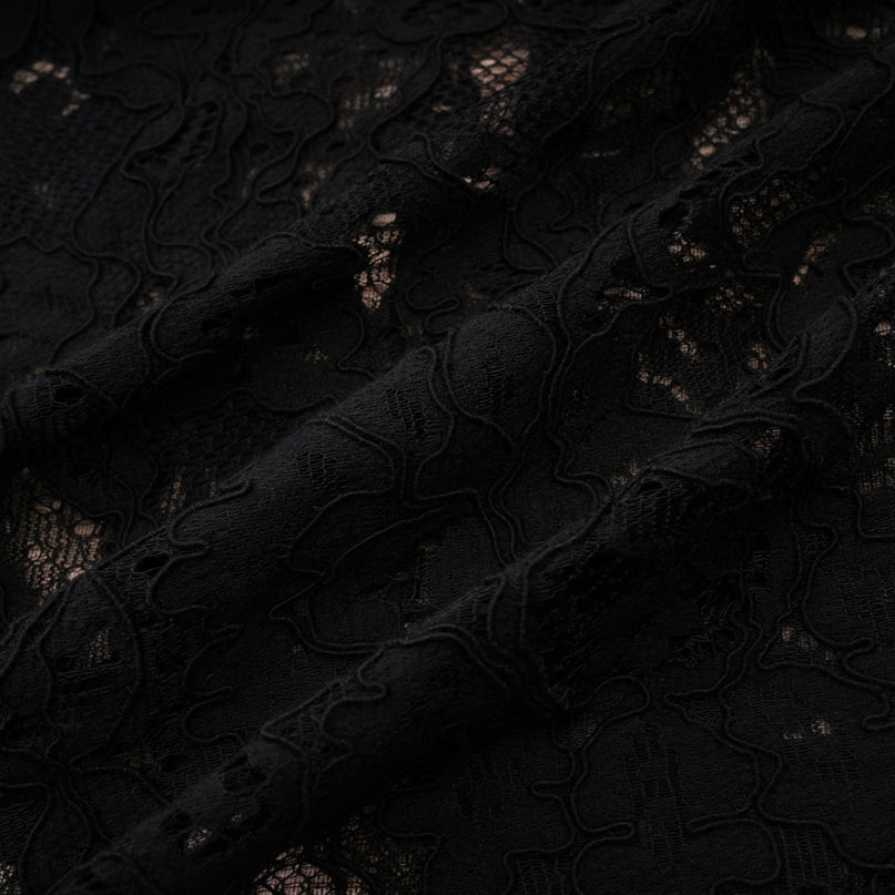 Kylitha black lace ribbon mini dress