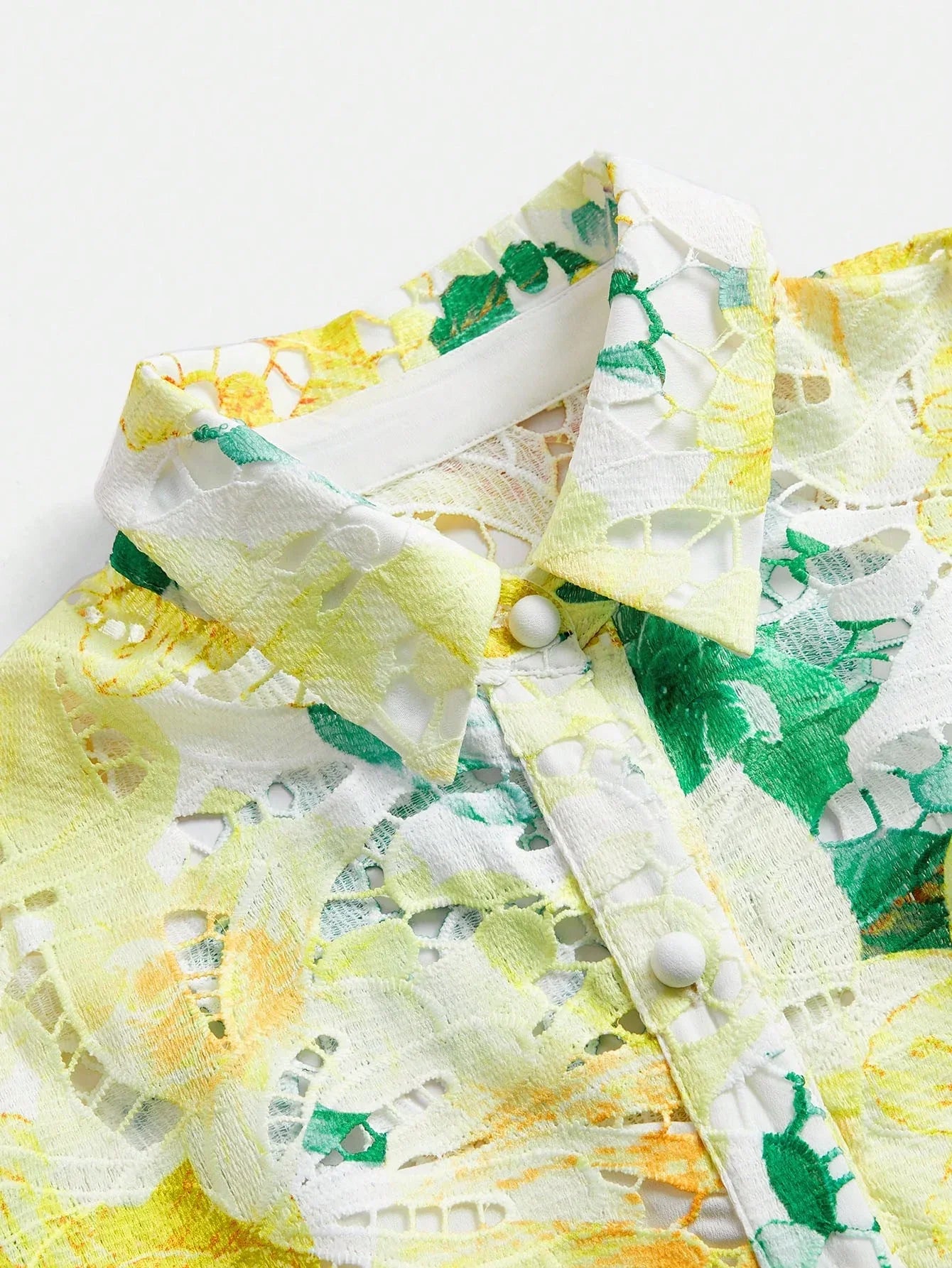 Lace Floral Print Puff Sleeve Shirt Collar Elegant Vacation Short Dress Valentines Day Summer