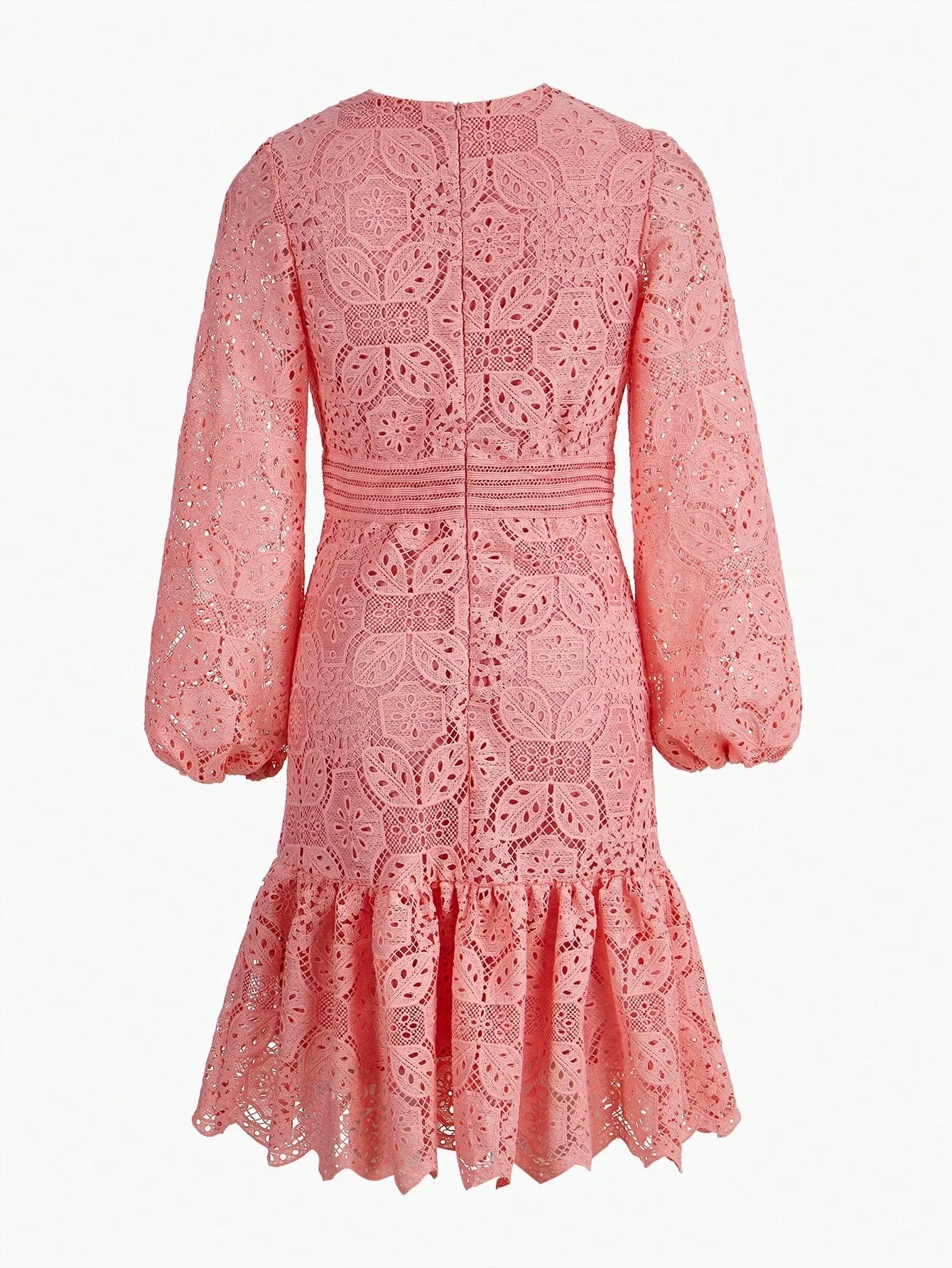 LACE RUFFLE HEM DRESS