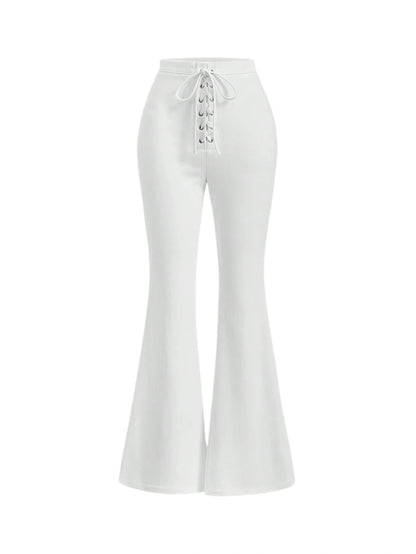 Lace Up Front Flare Leg Pants