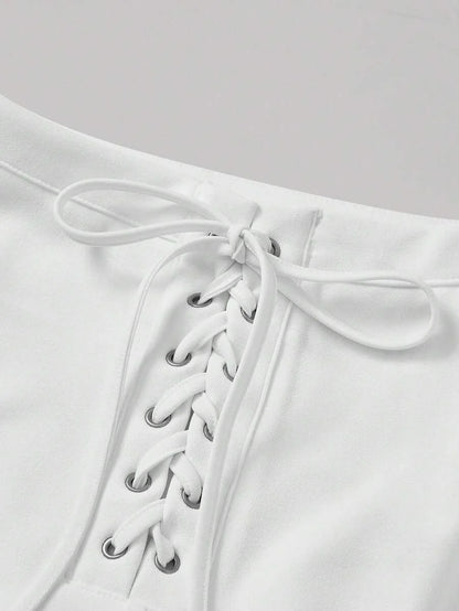 Lace Up Front Flare Leg Pants