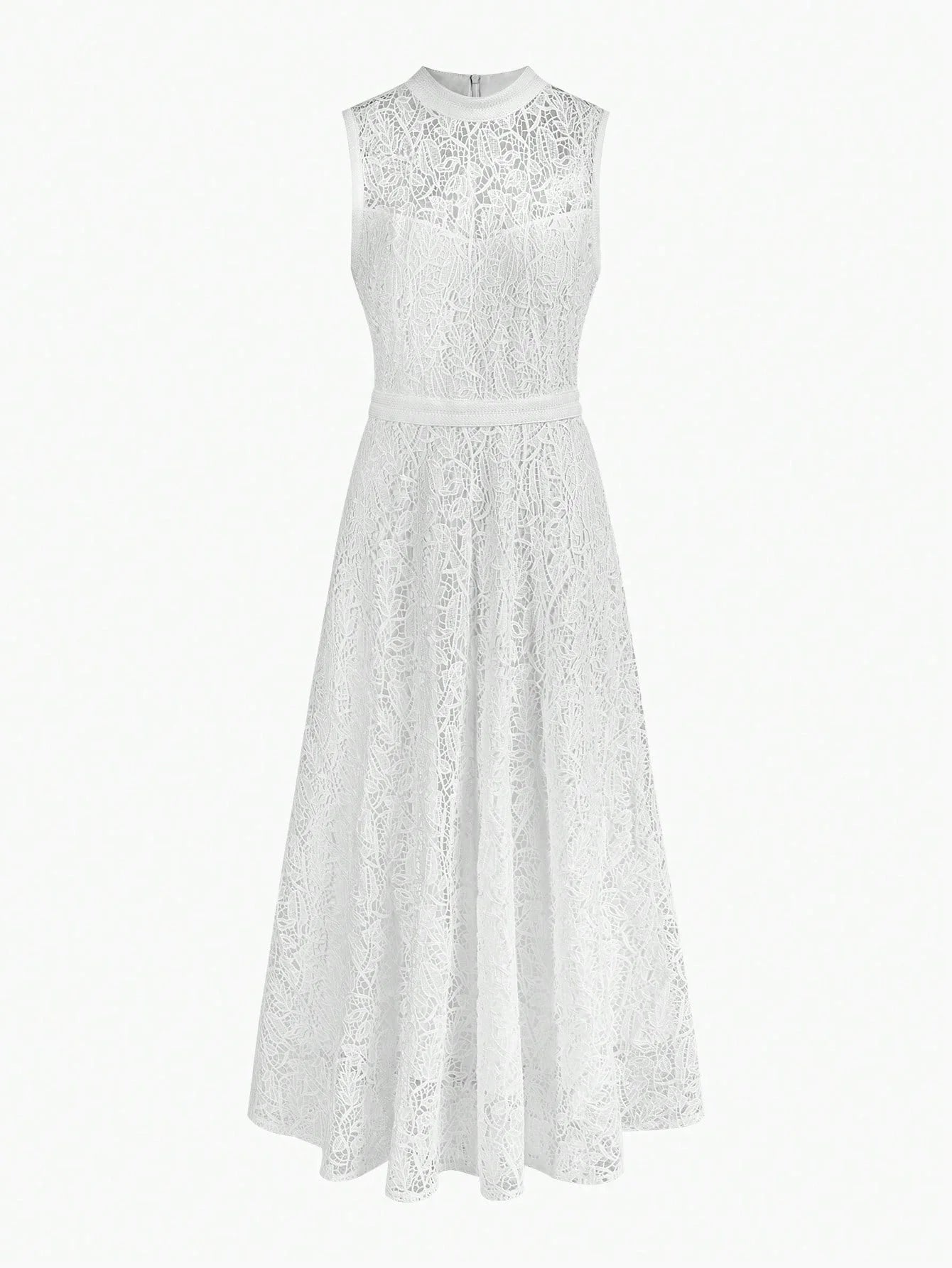 LACE ZIPPER BACK SLEEVELESS DRESS