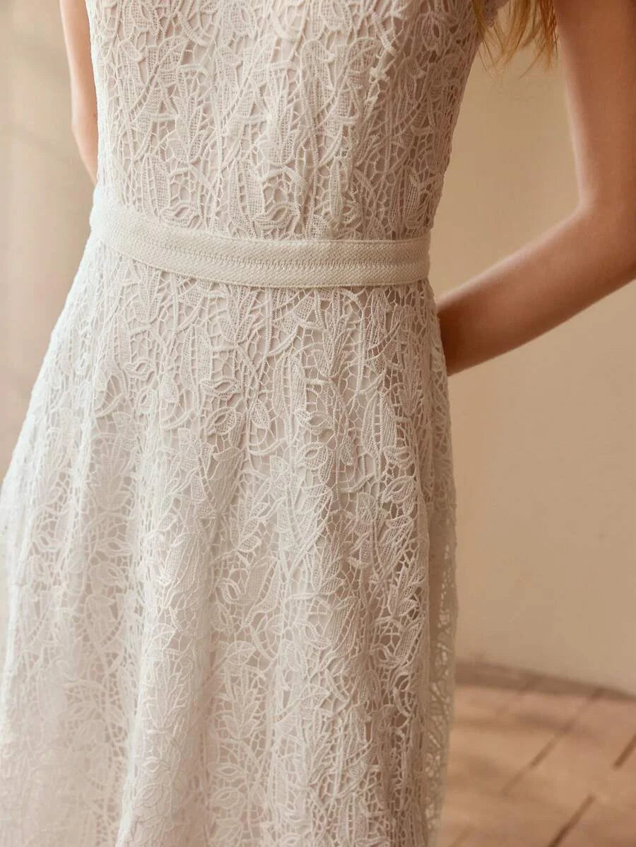 LACE ZIPPER BACK SLEEVELESS DRESS