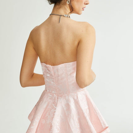 Lacey Pink Jacquard Mini Dress