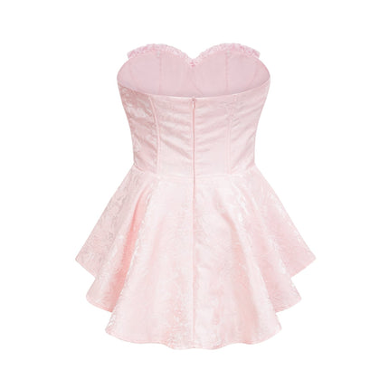 Lacey Pink Jacquard Mini Dress